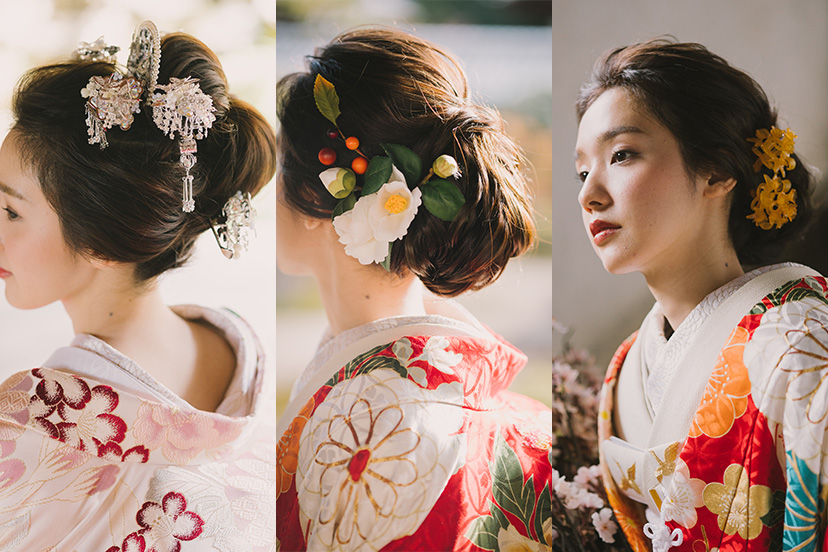 花嫁の和装の髪飾りのアレンジ3種類
