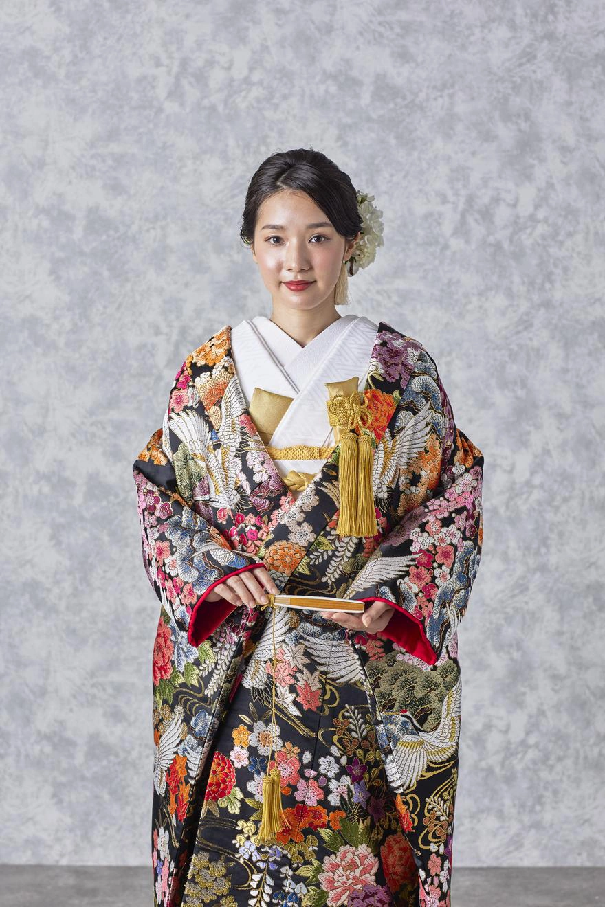 山桜鶴文様