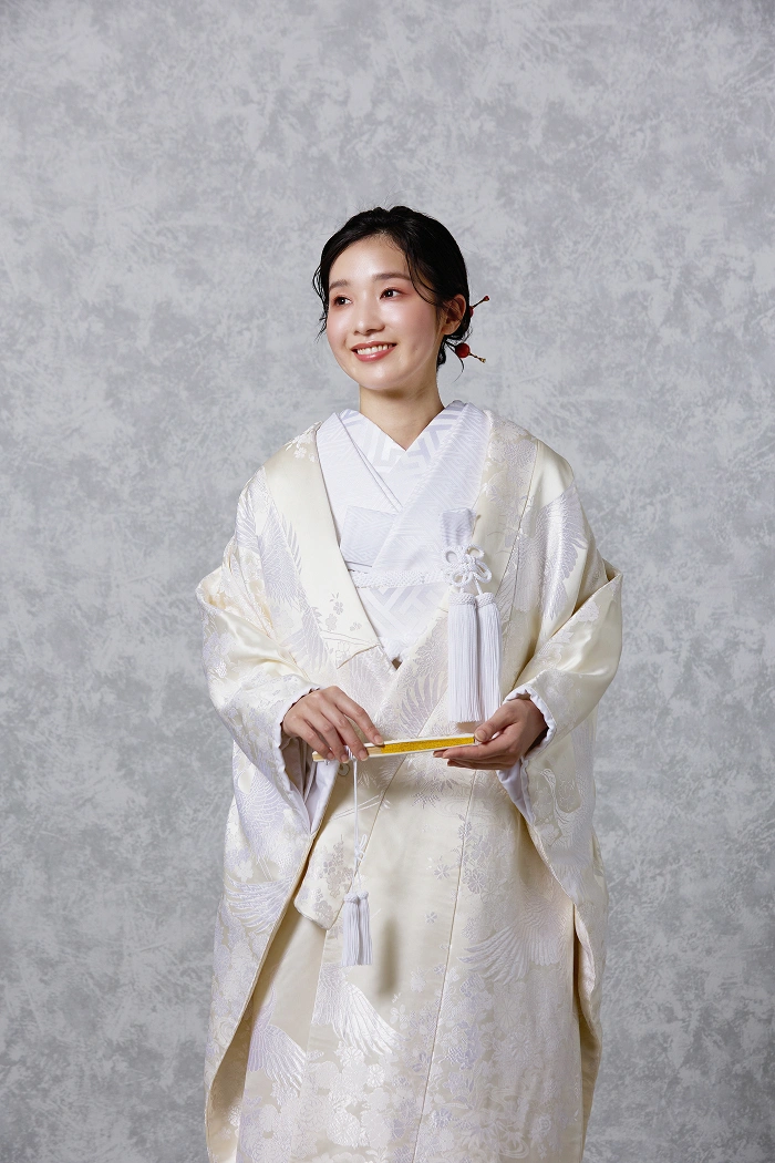 ☆m☆白無垢 着物 鶴花刺繍入り【小物付き】生成り 鶴花生成｜埼玉でご案内できる白無垢コレクション｜和婚スタイル